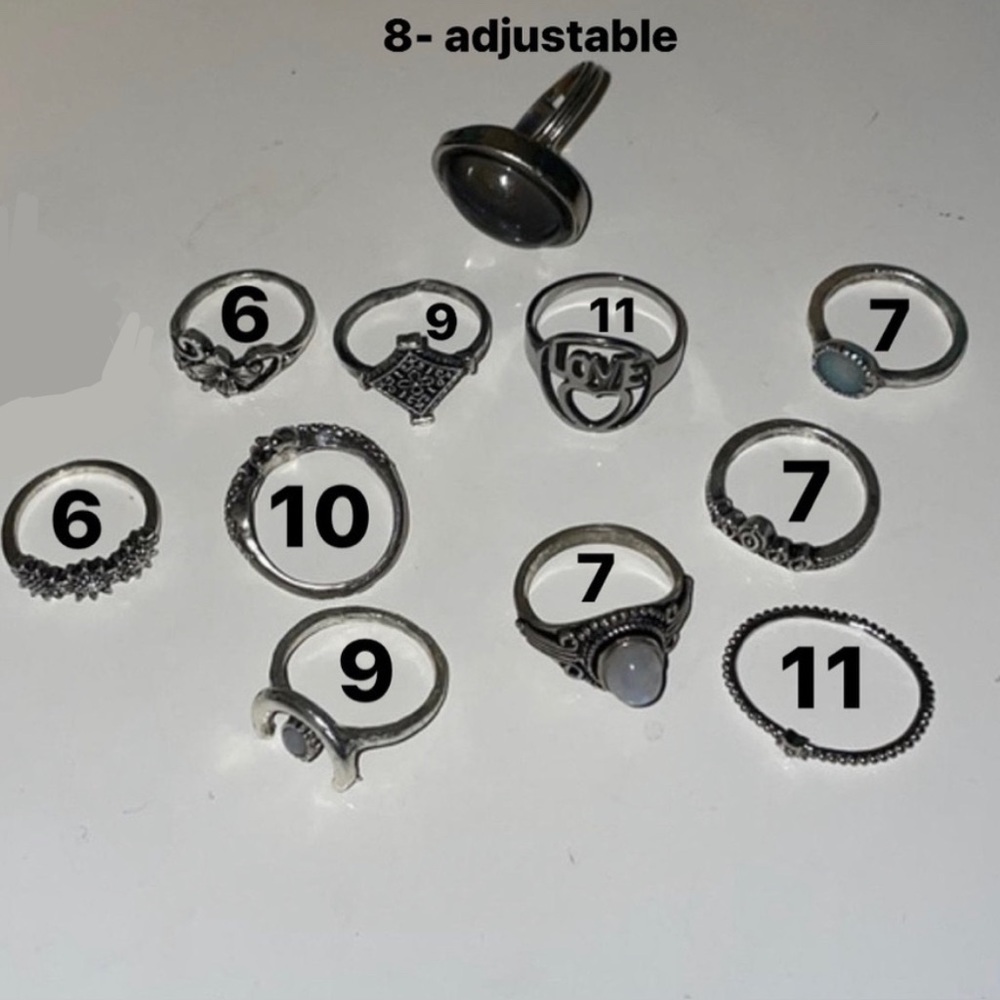 Assorted Silver Rings (pack of 11)